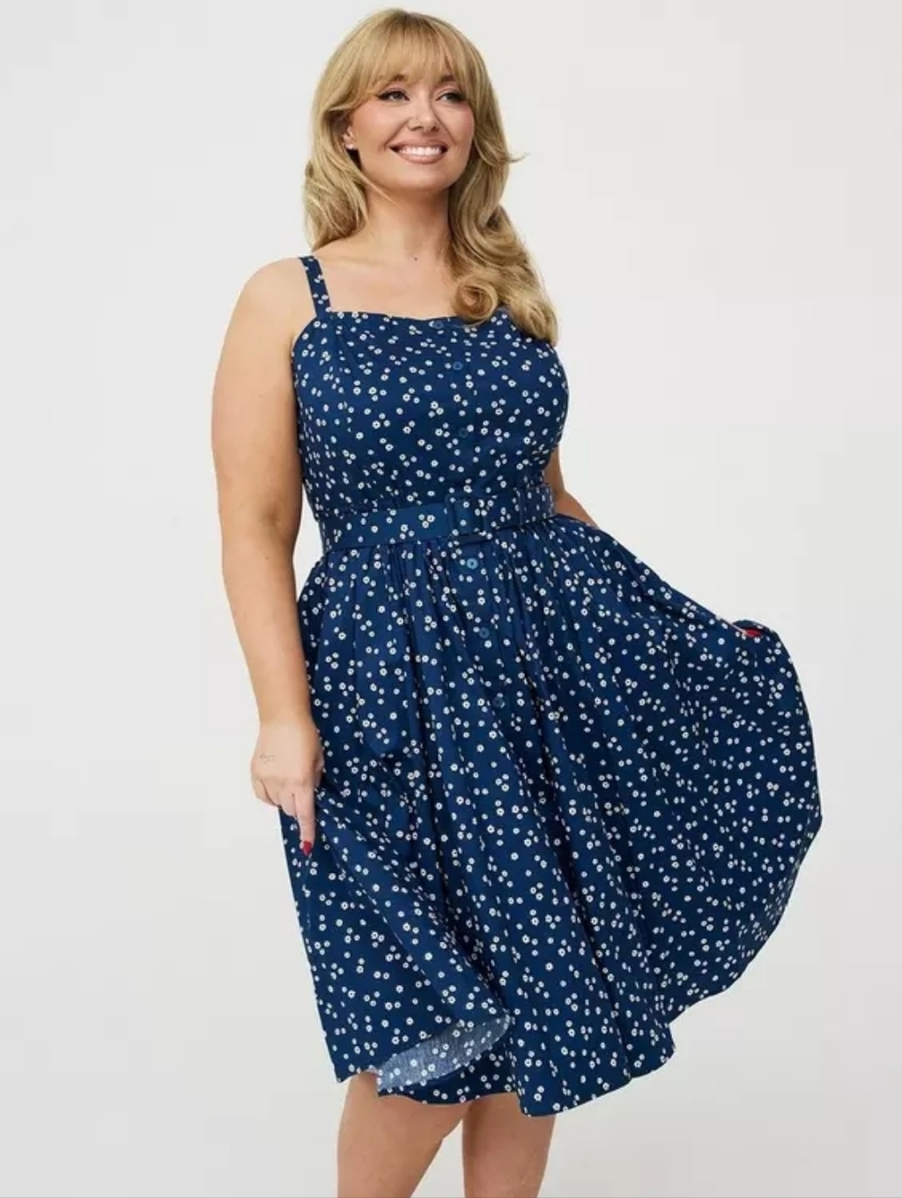 Torrid Retro Chic Studio Blue Floral Fit-and-Flare Dress Plus Size 3X Nwt